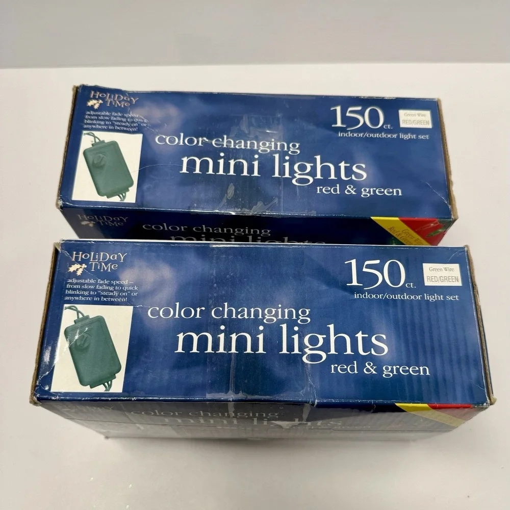 Vintage Color Changing Christmas Lights Mini (2) 150ct Red Green Tested